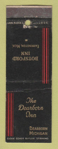Matchbook Cover - Dearborn Inn MI Botsford Farmington WEAR