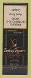 Matchbook Cover - Crosby Square Men's Clothes Parkins Hood River OR WEAR