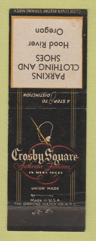 Matchbook Cover - Crosby Square Men's Clothes Parkins Hood River OR WEAR