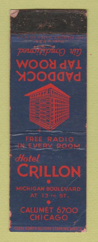 Matchbook Cover - Hotel Crillon Chicago IL WORN
