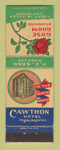 Matchbook Cover - Cawthon Hotel Mobile AL Rose Room WEAR
