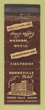 Matchbook Cover - Bonneville Hotel Idaho Falls ID WORN