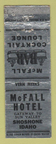 Matchbook Cover - McFall Hotel Shoshone ID WORN