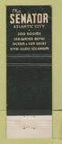 Matchbook Cover - Senator Hotel Atlantic City NJ WEAR