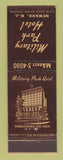 Matchbook Cover - Military Park Hotel Newark NJ