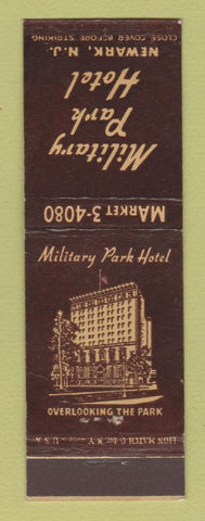 Matchbook Cover - Military Park Hotel Newark NJ