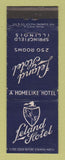 Matchbook Cover - Leland HOTel Springfield IL