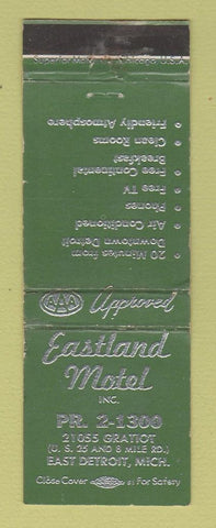 Matchbook Cover - Eastland Motel East Detroit MI WORN