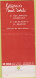 Matchbook Cover - Hollywood Roosevelt Hotel Hollywood CA 30 Strike