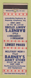Matchbook Cover - Barney's Army Store St Louis MO