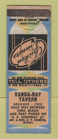 Matchbook Cover - Vanda Ray Tavern Vero Beach FL WEAR