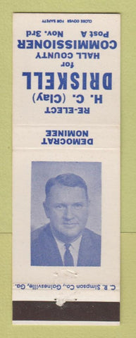 Matchbook Cover - HC Clay Driskell Hall County Commissioner GA