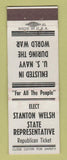 Matchbook Cover - Stanton Welsh State Rep Election St Clair Shores MI