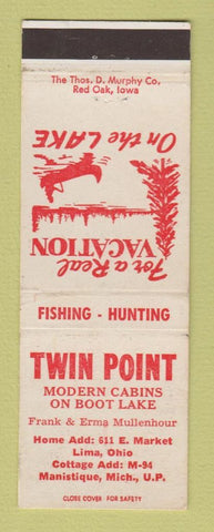 Matchbook Cover - Twin Point Cabins Manistique MI