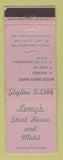 Matchbook Cover - Long's Steak House Motel Chicago Heights IL WEAR