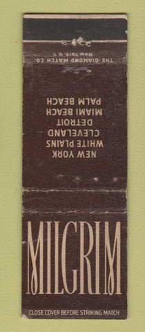 Matchbook Cover - Milgrim New York City Detroit Cleveland Miami WORN