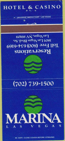 Matchbook Cover - Marina Hotel  and  Casino Las Vegas NV 30 Strike