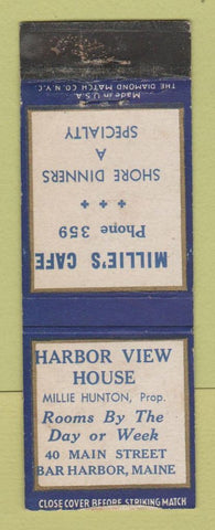 Matchbook Cover - Harbor View House Bar Harbor ME WORN