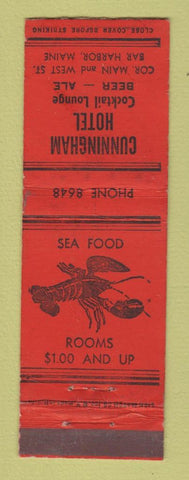 Matchbook Cover - Cunningham Hotel Bar Harbor ME WORN