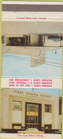 Matchbook Cover - First Federal Savings Bank Gary IN 30 Strike