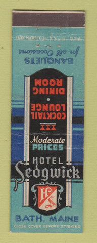Matchbook Cover - Hotel Sedgwick Bath ME WEAR