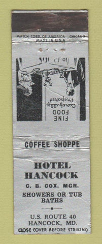 Matchbook Cover - Hotel Hancock MD WORN