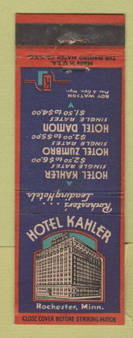 Matchbook Cover - Hotel Kahler Rochester MN