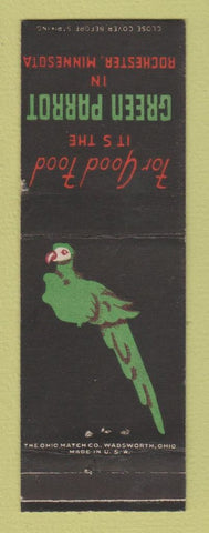 Matchbook Cover - Green Parrot Restaurant Rochester MN WEAR