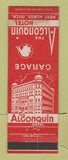 Matchbook Cover - Algonquin Hotel Port Huron MI WEAR