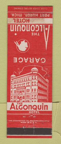 Matchbook Cover - Algonquin Hotel Port Huron MI WEAR