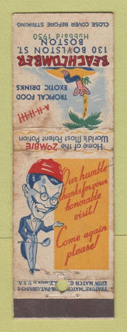 Matchbook Cover - Beachcomber Boston MA feature WORN