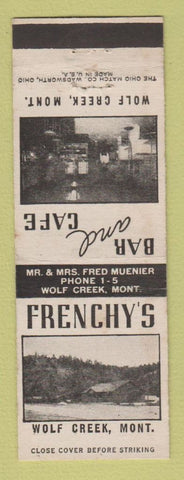 Matchbook Cover - Frency's Bar Cafe Wolf Creek MT
