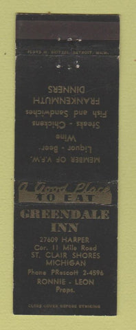 Matchbook Cover - Greendale Inn St Clair Shores MI