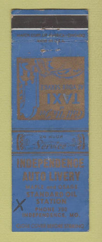 Matchbook Cover - Independence Auto Livery Standard oil gas Independence MO WORN