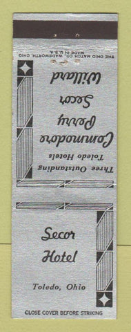 Matchbook Cover - Secor Hotel Toledo OH Willard Commodore Perry