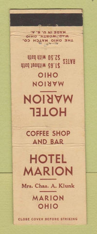 Matchbook Cover - Hotel Marion OH