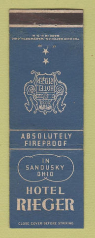 Matchbook Cover - Hotel Rieger Sandusky OH