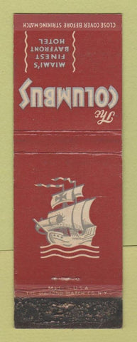 Matchbook Cover - Columbus Hotel Miami FL WORN