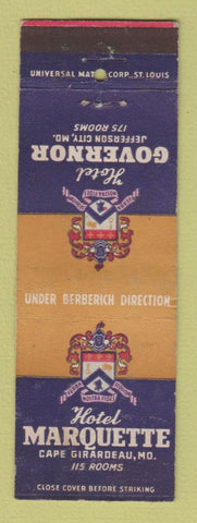 Matchbook Cover - Hotel Governor Jefferson City MO Marquette Cape Girardeau