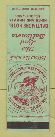 Matchbook Cover - Lord Baltimore Hotel St Louis MO