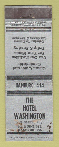 Matchbook Cover - Hotel Washington Hamburg PA ADVANCE WORN