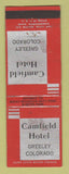 Matchbook Cover - Camfield Hotel Greeley Colorado WEAR