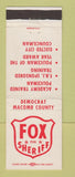 Matchbook Cover - Fox for Sheriff Election Macomb County