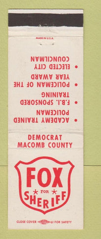 Matchbook Cover - Fox for Sheriff Election Macomb County