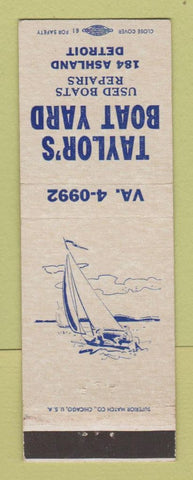 Matchbook Cover - Taylor's Boat Yard Detroit MI