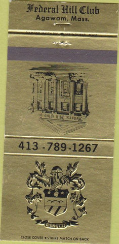 Matchbook Cover - Federal Hill Club Agawam MA 30 Strike