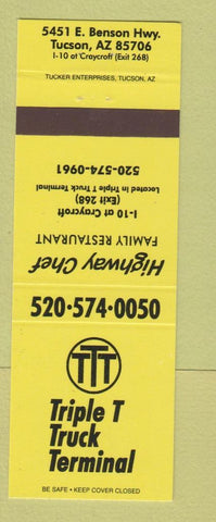 Matchbook Cover - Triple T Truck Terminal Tucson AZ oil gas restaurant