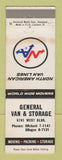 Matchbook Cover - General Van Storage North American Van Lines WEAR