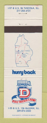 Matchbook Cover - Dixie Trucker's Home oil gas McLean Tuscola IL