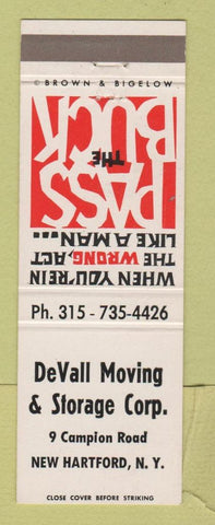 Matchbook Cover - DeVall Moving Storage New Hartford NY
